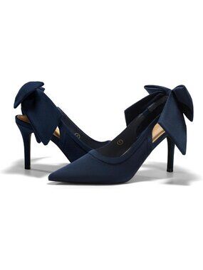 Chic Women's Slingback High Heels with Bow, Closed Pointed Toe, Lace Detail